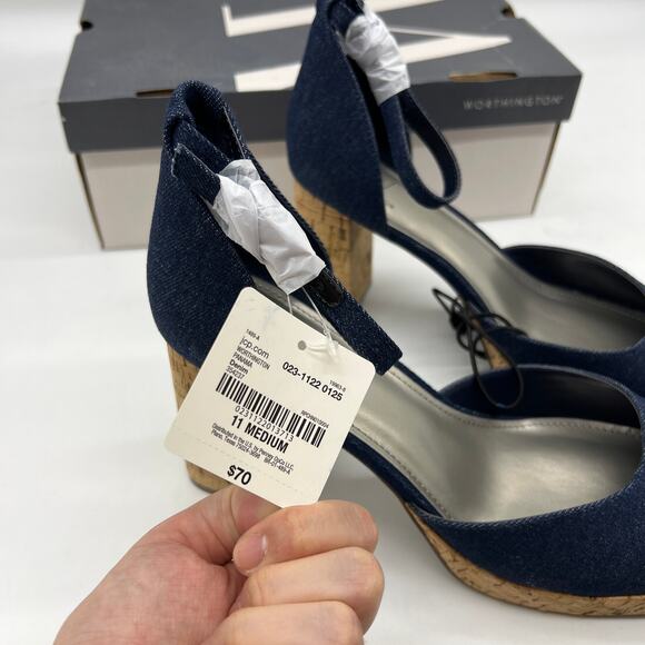 Worthington Womens Panama Block Heel Pumps Denim Size 11M - Picture 5 of 10